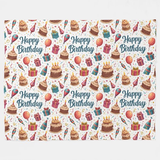 Joyeuse couverture en polaire d'anniversaire avec  (Devant (Horizontal))