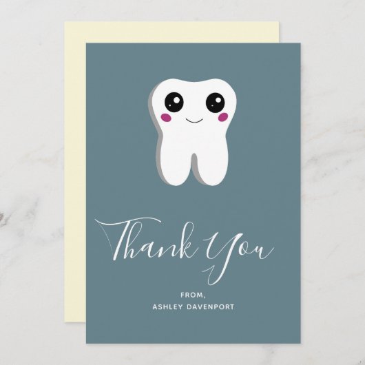 Joyeuse dent dentaire souriante Merci mignon (Devant / Derrière)