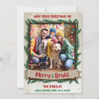 Joyeuse et brillante carte de Noël Garland Lights