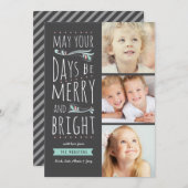 Joyeuse et lumineuse carte de Noël de fantaisie de (Devant / Derrière)