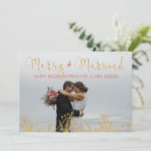 Joyeuse et mariée Gold Red Christmas Carte (Debout devant)