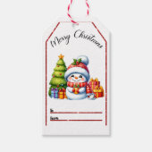 Joyeuse étiquette de Noël avec bonhomme de neige e (Devant)