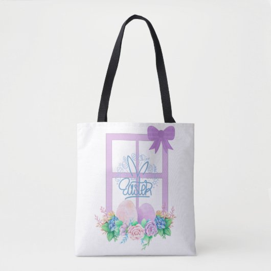 Joyeuse fenêtre de Pâques avec Fleurs et Sac fourr (Devant)