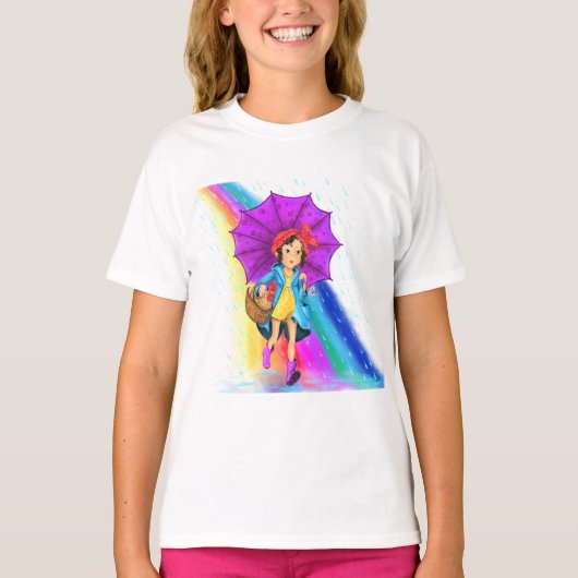 Joyeuse fermière avec T-shirt parapluie (Devant)