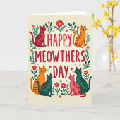 Joyeuse Fête des Chats Carte (Fleur jaune)