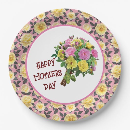 Joyeuse Fête des Mères Assiette en Papier (Devant)