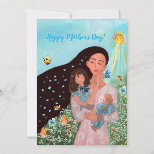 Joyeuse fête des mères avec les enfants Carte