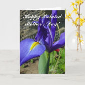 Joyeuse fête des mères bafouée carte Iris pourpre (Fleur jaune)