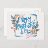 Joyeuse Fête des Mères Cadre Floral | Carte postal (Devant / Derrière)