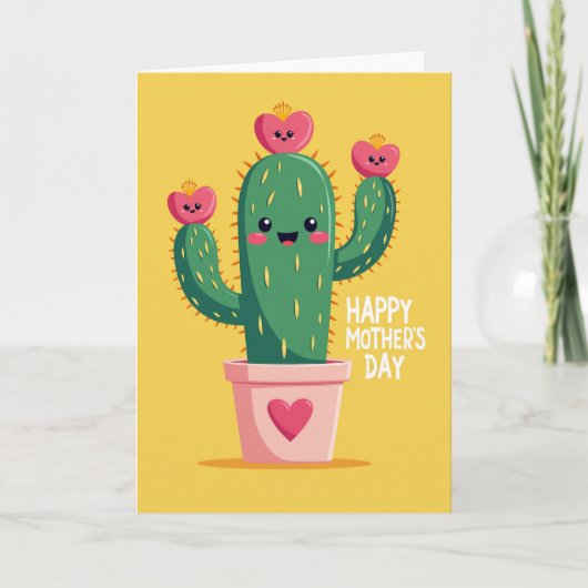 Joyeuse Fête des Mères Carte Cactus (Devant)