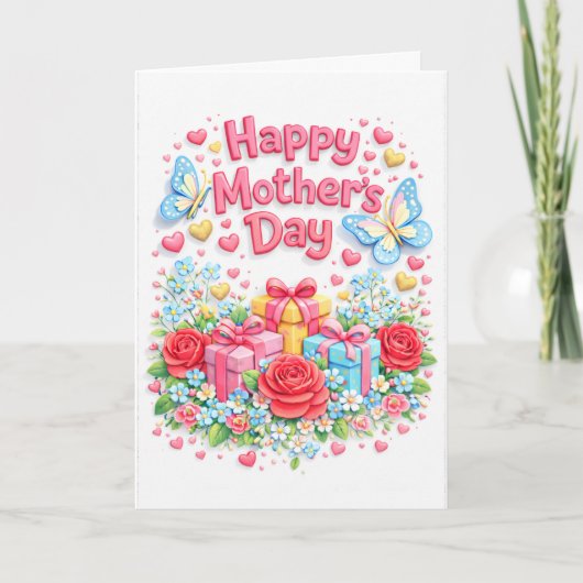 Joyeuse fête des Mères Carte de vœux 3D (Devant)