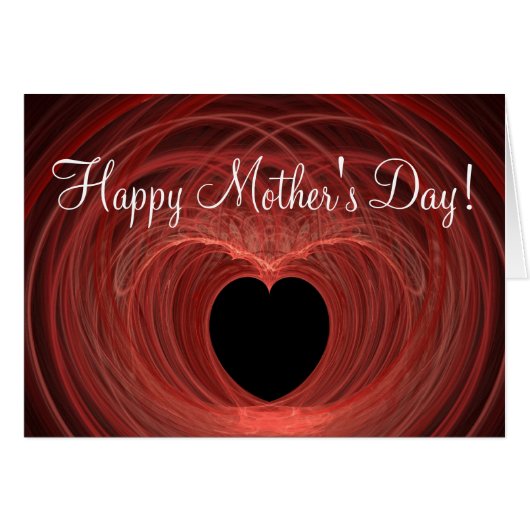 Joyeuse fête des mères Coeur rouge et noir émaillé (Devant horizontal)