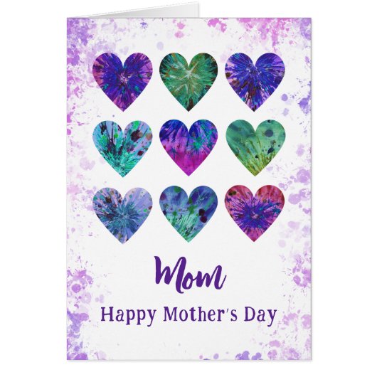 Joyeuse Fête des mères Maman Aquarelle Coeurs (Devant)