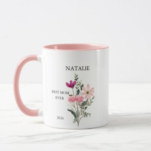 Joyeuse fête des mères Nom, Année avec Mug photo (Gauche)