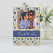 Joyeuse fête des mères Simple Florals Carte Bleue (Debout devant)