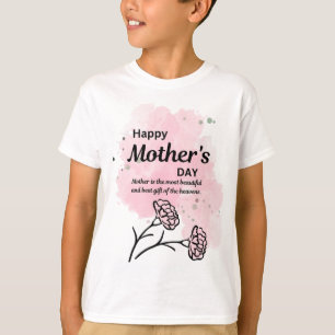 Joyeuse Fête des Mères T-Shirt Fleur Rose pour Gar