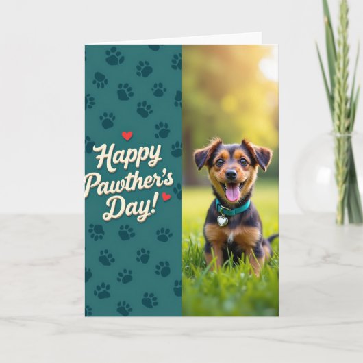 Joyeuse Fête des Parents à Patte Portrait Carte (Devant)