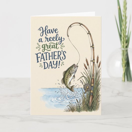 Joyeuse Fête des Pères avec une carte de pêche (Devant)