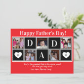 Joyeuse Fête des Pères Carte de vœux plate rouge a (Debout devant)