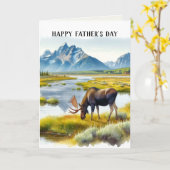 Joyeuse fête des Pères Élan faune Carte de vœux (Fleur jaune)