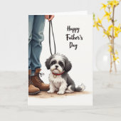 Joyeuse Fête des Pères Pup Carte (Fleur jaune)