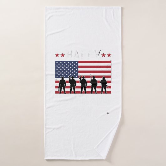 Joyeuse fête des vétérans Drapeau Silhouette Vecto (Serviette de bain)