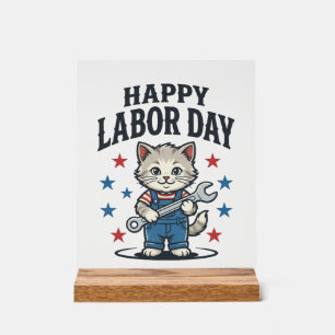 Joyeuse Fête du Travail Chat Patriote Vintage Créa