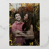 Joyeuse feuille d'or encadrée Carte photo de vacan (Recto)