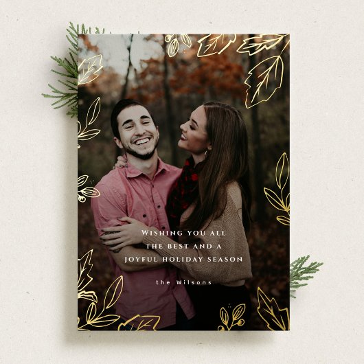 Joyeuse feuille d'or encadrée Carte photo de vacan