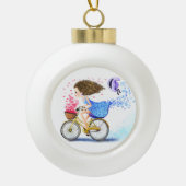 Joyeuse fille à vélo ornement de Noël (Devant)