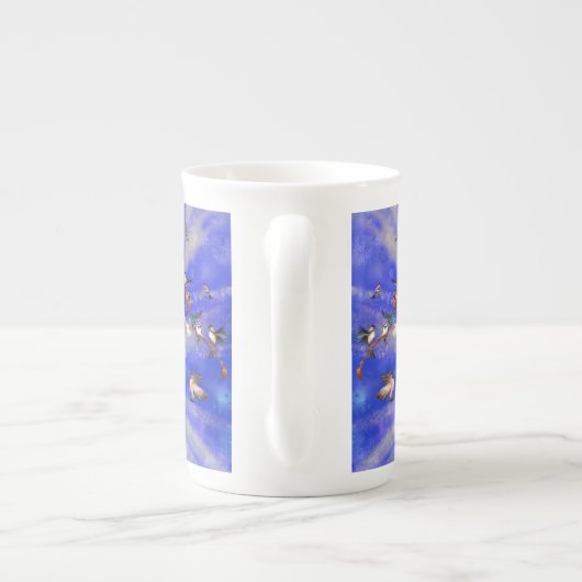 Joyeuse fille avec des oiseaux os Chine Mug (Dos)
