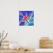 Joyeuse fille avec oiseaux Poster Peinture (Cuisine)