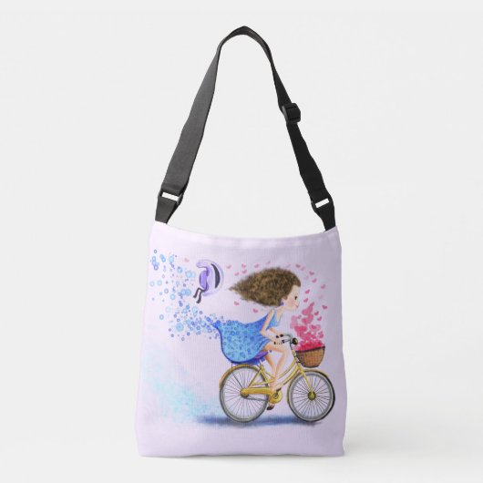 Joyeuse fille avec sac de crossbody de vélo (Devant)