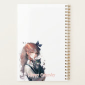 Joyeuse Fille Caturday tenant Son Chat Aquarelle (Dos)