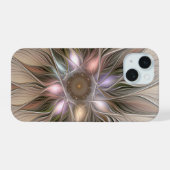 Joyeuse Fleur Abstrait Beige Brown Floral Fractal (Verso Horizontal)