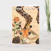 Joyeuse Giraffe de carte mère avec Rose (Devant)