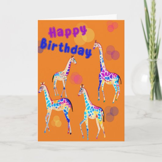 Joyeuse Giraffes d'anniversaire Enfants Invitation (Devant)