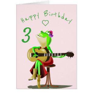 Joyeuse grenouille de carte d'anniversaire avec gu