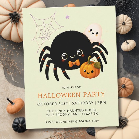Joyeuse Invitation Halloween Araignée Citrouille p