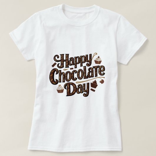 Joyeuse journée de chocolat, Typographie T-shirt D (Design devant)