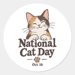 Joyeuse Journée nationale du chat 2026 Autocollant