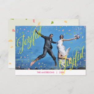 Joyeuse Joyful Confetti Photo - Carte de Noël 3x5