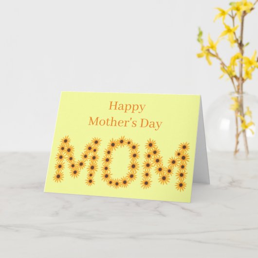 Joyeuse maman de la Fête des Mères, cartes de mots (Fleur jaune)