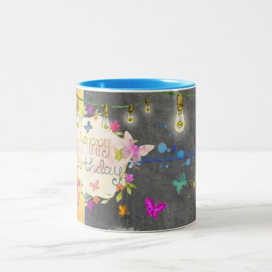 Joyeuse Mug d'anniversaire - Abstrait - Papillon (Centre)