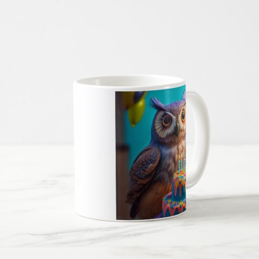 Joyeuse Mug d'anniversaire (hibou) (Devant droit)