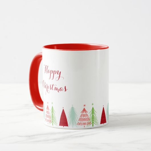 Joyeuse Mug de rangée d'arbre de Noël (Devant gauche)