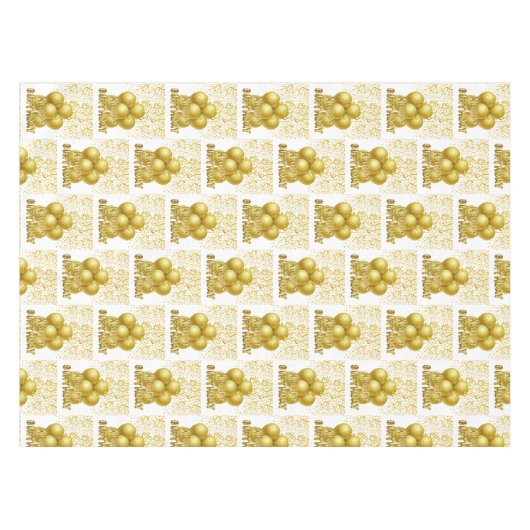 Joyeuse nappe d'anniversaire Confetti or (Devant (Horizontal))