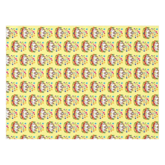 Joyeuse nappe d'anniversaire Fruit Cake Singes (Devant (Horizontal))