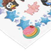 Joyeuse nappe d'anniversaire Pingouin roses (Angle)