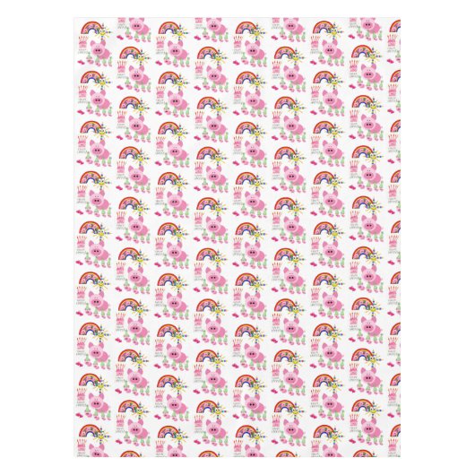 Joyeuse nappe d'anniversaire roses (Devant)